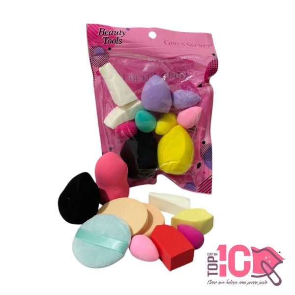 KIT DE 10 ESPONJAS PARA MAQUIAGEM
